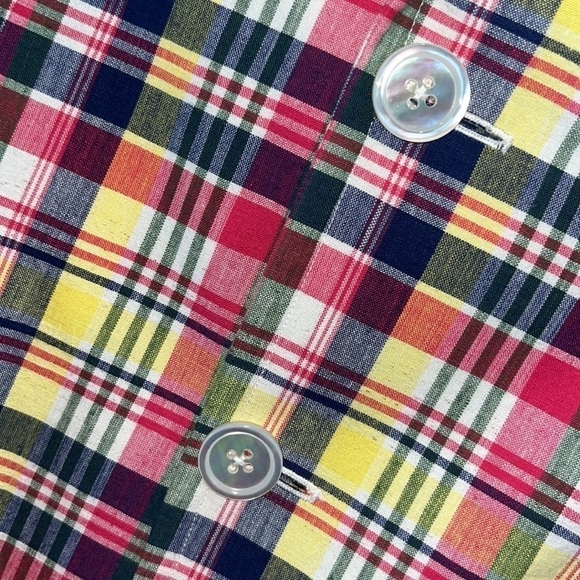 RALPH Ralph Lauren colorful cotton plaid button blazer preppy country club sz 6 - Picture 8 of 12